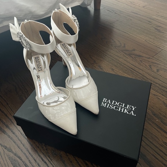 Badgley Mischka Shoes - Badgley Mischka Embellished Ankle Strap Bridal Pumps